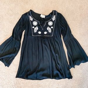 Crescent Long Flare Sleeve Blouse